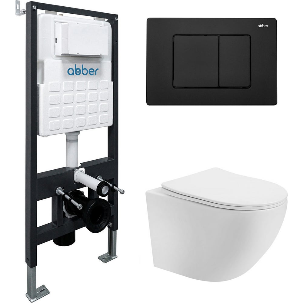 Изображение товара Комплект подвесного унитаза ABBER Bequem AC1100T белый с инсталляцией