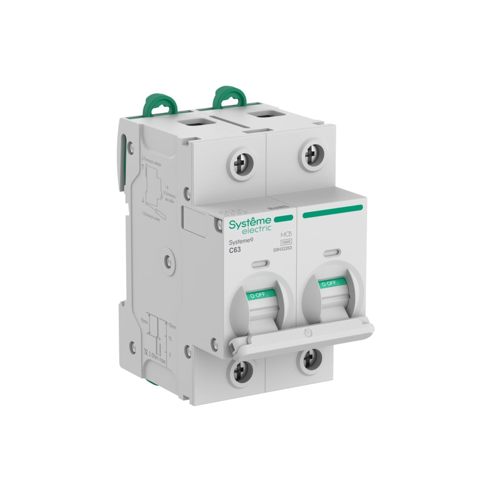 Изображение товара Автоматический выключатель Systeme Electric Systeme9 63 A, 2 P, 10 kA