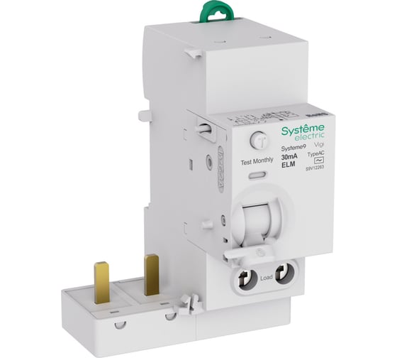 Изображение товара Блок дифференциального тока (БДТ) Systeme Electric Systeme9 63 A, 2 P, 30 мА, тип-AC, 230 В S9V12263