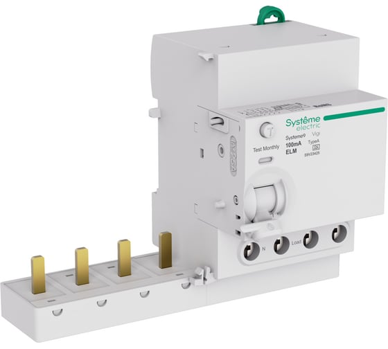 Изображение товара Блок дифференциального тока (БДТ) Systeme Electric Systeme9 25 A, 4 P, 100 мА, тип-A, 400 В S9V23425