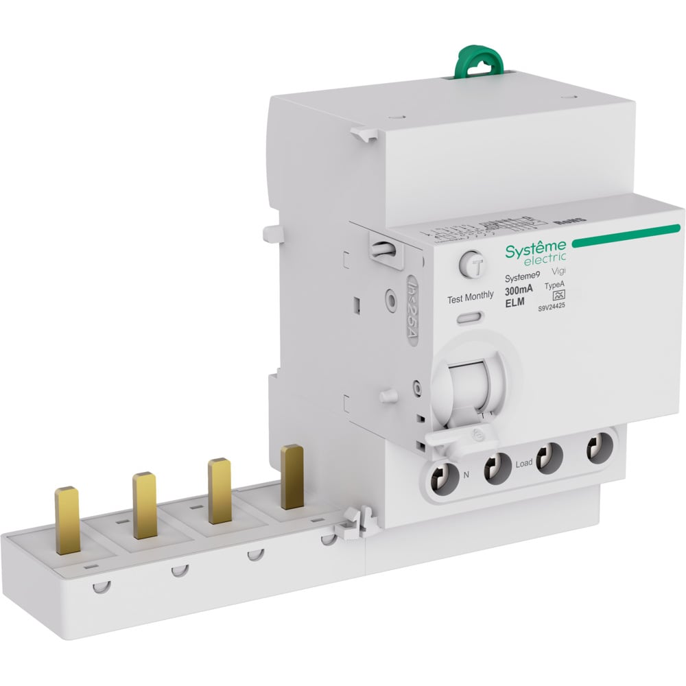Изображение товара Блок дифференциального тока (БДТ) Systeme Electric Systeme9 25 A, 4 P, 300 мА, Тип-A, 400 В S9V24425
