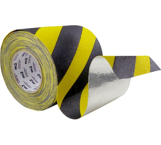 Изображение товара Противоскользящая лента формуемая (гибкая алюминиевая подложка), абразив 60 Grit, желто-черная, износостойкость 1 млн шагов, 100 мм x 18,3 м Mehlhose GmbH M2WR100183