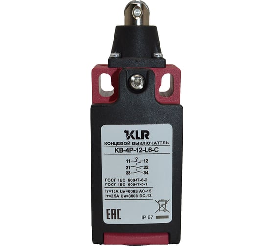Изображение товара Концевой/путевой выключатель KLR KB-4P-12-L6-C BBM 2NC/1NO Slow Action changeover/10A/600VAC/Ввод