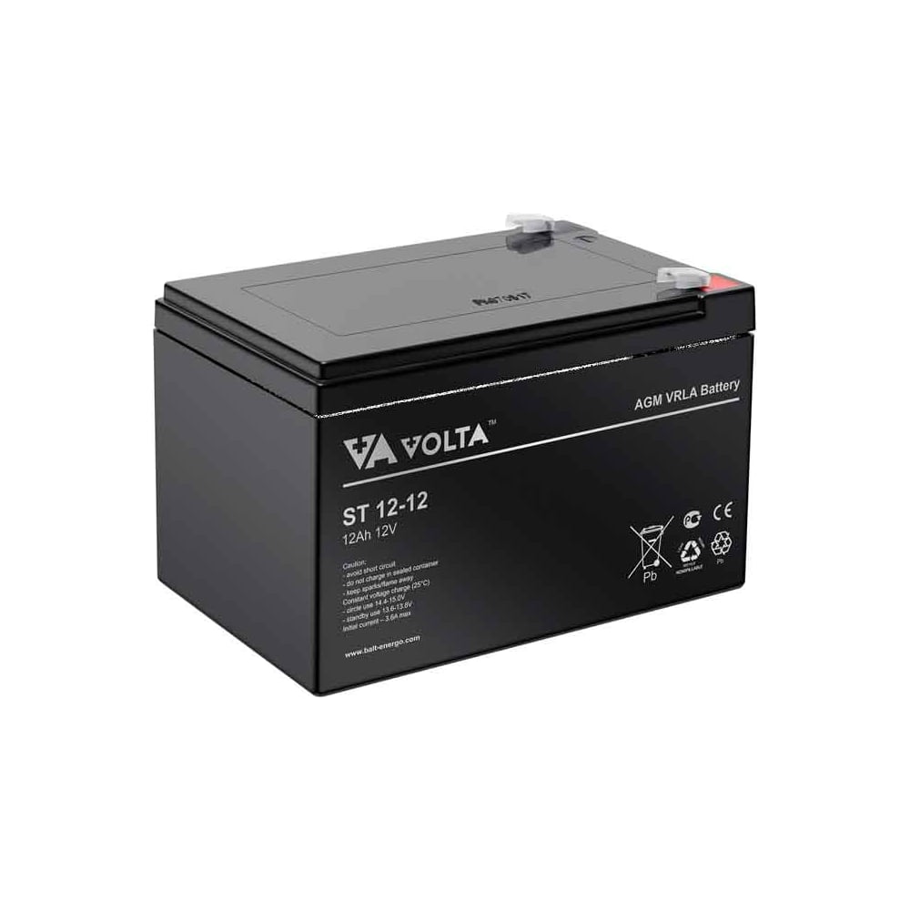 Изображение товара Аккумулятор Volta ST 12-12 12 Ач AGM 3.6 А клеммы F1/F2 надежный источник питания