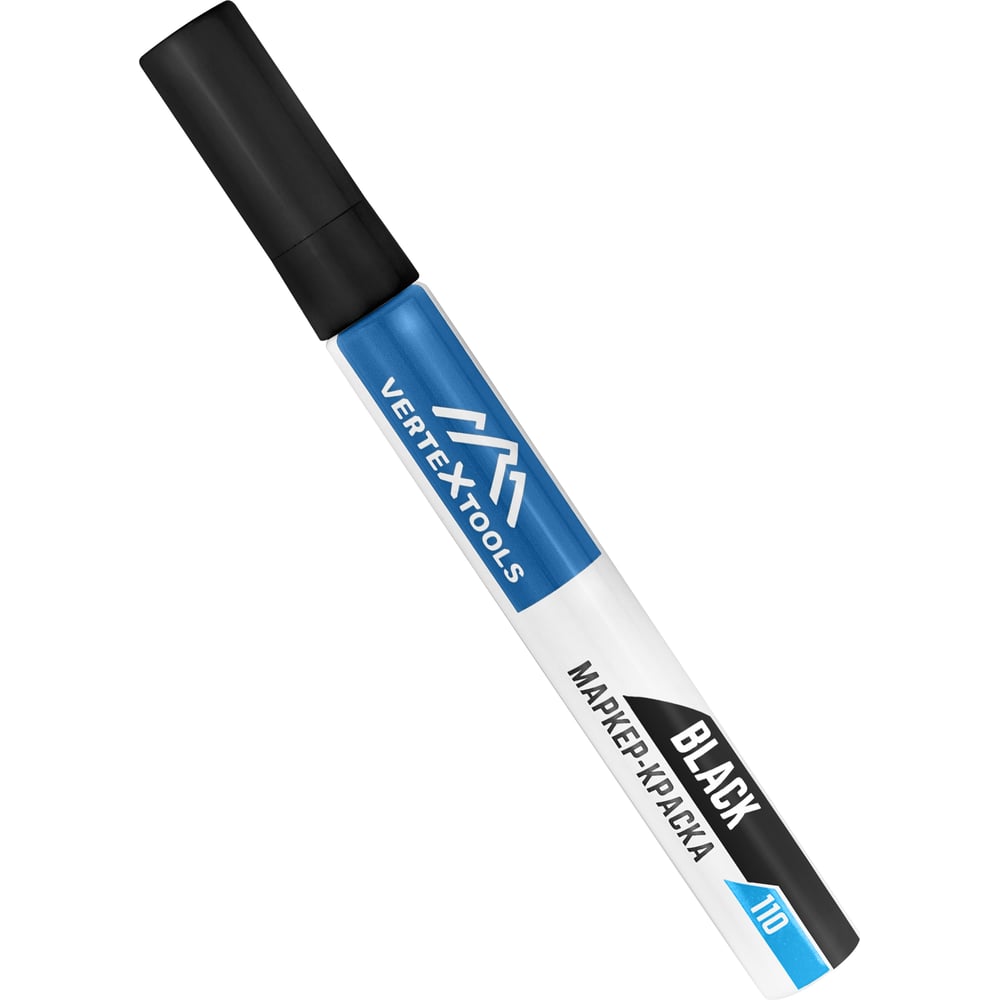 Изображение товара Строительный маркер-краска vertextools черный, набор 12 шт, водостойкий, по металлу, бетону и дерев