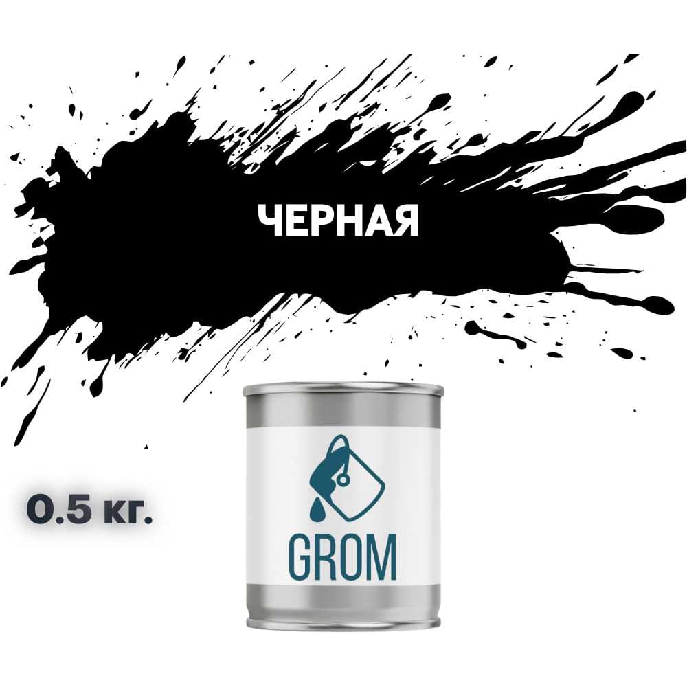 Изображение товара Грунт-эмаль по металлу и ржавчине 3 в 1 GROM матовая черная 0.5кг