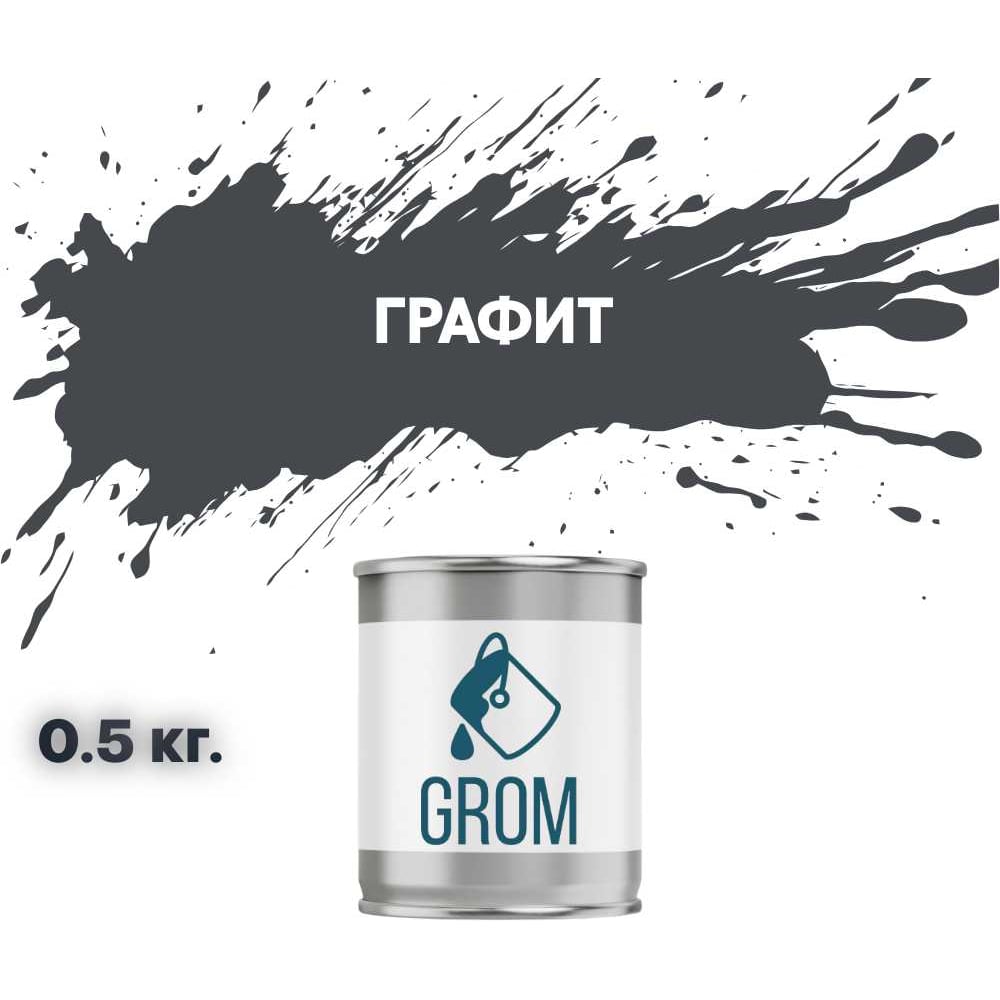 Изображение товара Грунт-эмаль по металлу и ржавчине 3 в 1 GROM матовая графитовая 0.5 кг