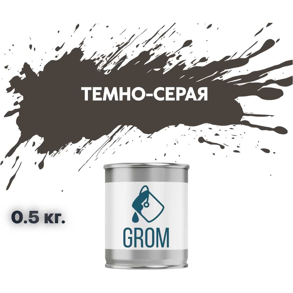 Изображение товара Грунт-эмаль по металлу и ржавчине 3 в 1 GROM матовая темно-серая 0.5 кг