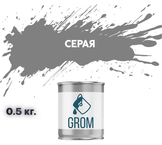 Изображение товара Грунт-эмаль по металлу и ржавчине 3 в 1 GROM матовая, серая, 0.5кг 50862