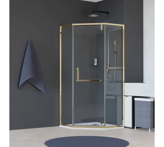 Изображение товара Душевой уголок RGW 90x90x195 HO-088-Gb Трапеция/Золото браш/Прозрачное/8 мм 350608899-16
