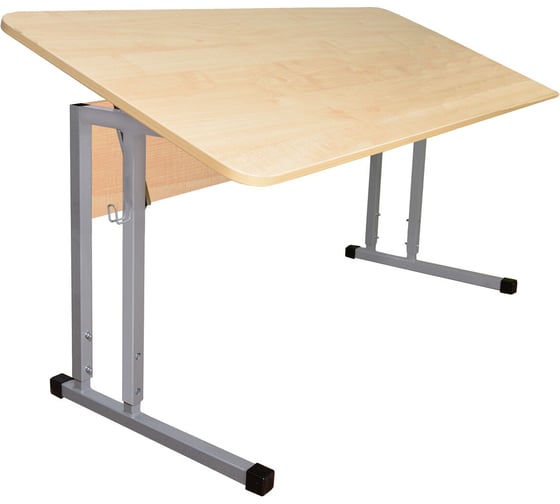 Изображение товара Стол-парта 2-местный, регулируемый угол, Умник 1200x500x520-640мм, рост 2-4, серый каркас, ЛДСП клён ОФИСМАГ 532726