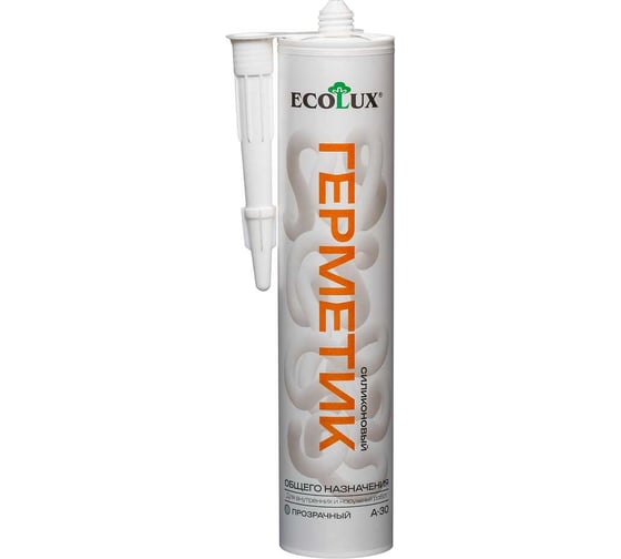 Изображение товара Герметик силиконовый общего назначения Ecolux А-30 прозрачный 260 мл 4607133684280