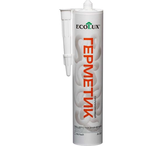 Изображение товара Герметик силиконовый общего назначения Ecolux А-30 белый 260 мл 4607133684266