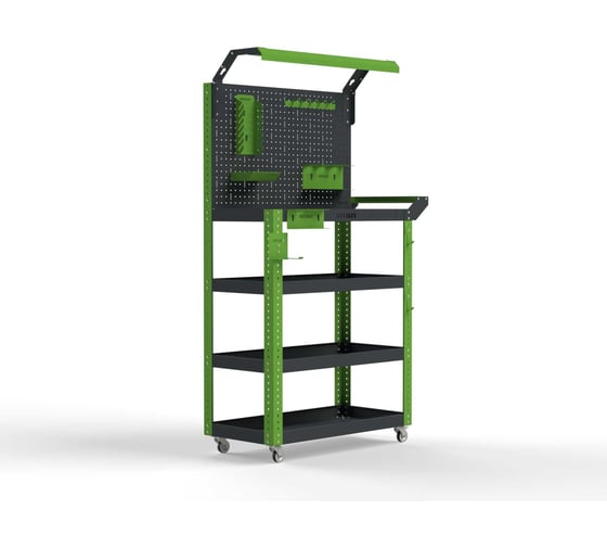 Изображение товара Тележка инструментальная ООО Металекс Тип 5 700x450x950 4 полки, серо-зеленый 118540