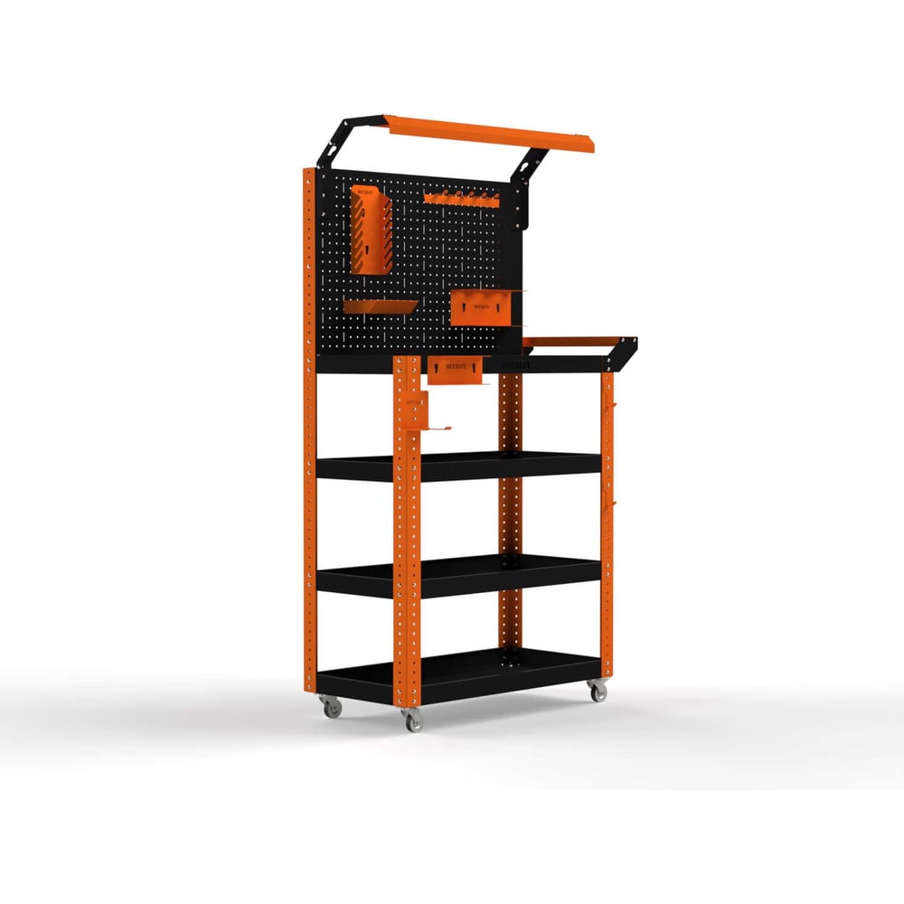 Изображение товара Инструментальная тележка ООО Металекс Тип 5 800x450x950 4 полки оранжево-черный