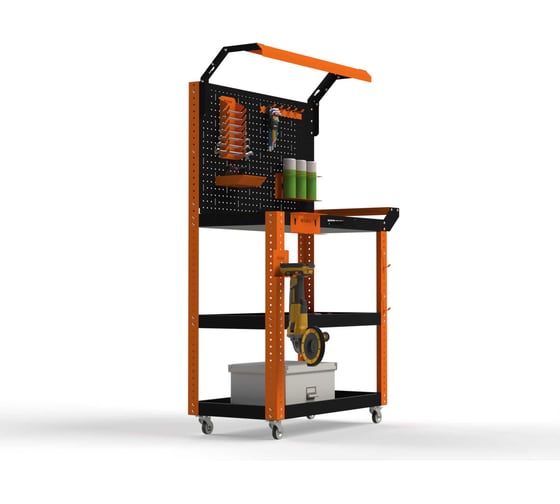 Изображение товара Тележка инструментальная ООО Металекс Тип 5 900x400x800 3 полки, оранжево-черный 118499