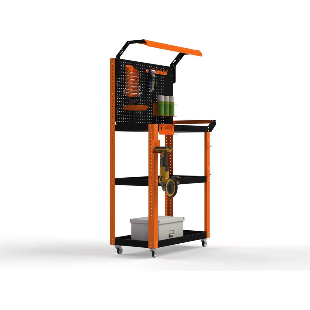 Изображение товара Тележка инструментальная ООО Металекс Тип 5 700x450x950 3 полки оранжево-черный