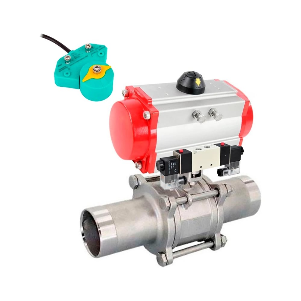 Изображение товара Кран DN.ru 304-304-PTFE-W-ISO-H LONG Ду100 Ру16 запорный двухходовой