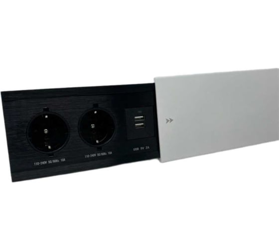 Изображение товара Встраиваемая розетка INRIOR для столешницы на 3 EURO, блок розеток скрытой установки ST-01-10