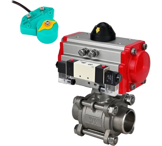 Изображение товара Кран шаровой DN.ru КШПП 316.200-ISO Ду100 Ру25 пн.привод, пневмораспр, магн. перекл-ль D160-62904