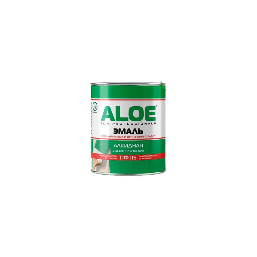 Изображение товара Эмаль алкидная ALOE ПФ-115, белая глянцевая, 0,8кг 009616