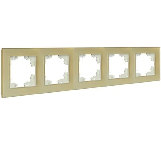 Изображение товара Рамка пятиместная универсальная UNIVersal серия Афина стеклянная, золото, еврослот 2294