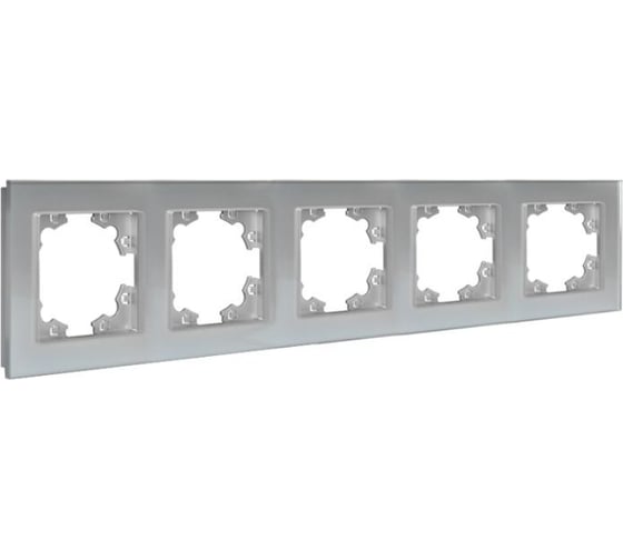 Изображение товара Рамка пятиместная универсальная UNIVersal серия Афина стеклянная, серебро, еврослот 2270