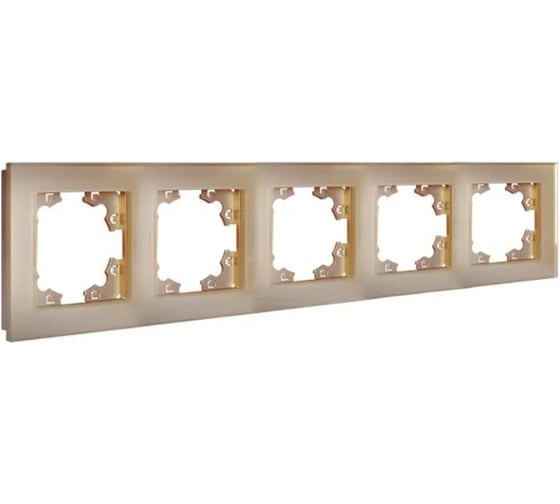 Изображение товара Рамка пятиместная универсальная UNIVersal серия Афина стеклянная, шампань, еврослот 2282