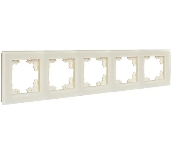 Изображение товара Рамка пятиместная универсальная UNIVersal серия Афина стеклянная, слоновая кость (ivory), еврослот 2276