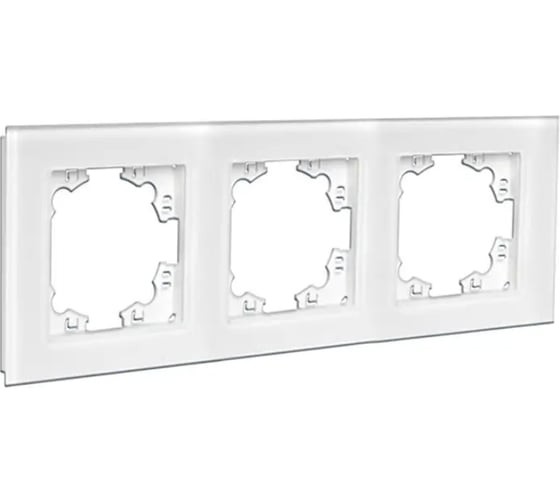 Изображение товара Рамка трехместная универсальная UNIVersal серия Афина стеклянная, белая, еврослот 2244