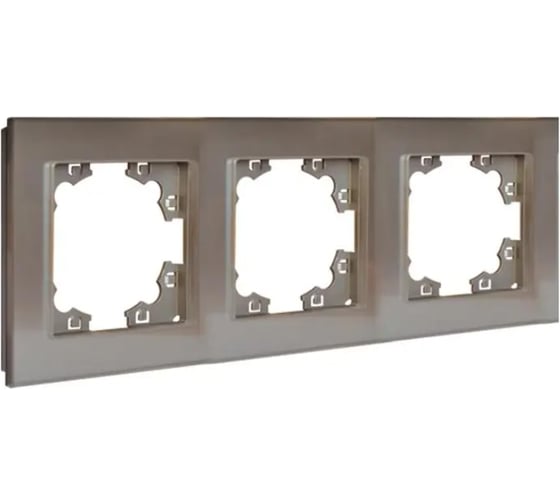 Изображение товара Рамка трехместная универсальная UNIVersal серия Афина стеклянная, мокко, еврослот 2286