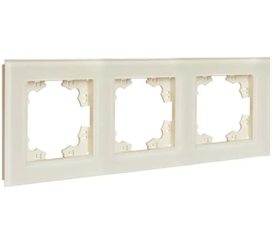 Изображение товара Рамка трехместная универсальная UNIVersal серия Афина стеклянная, слоновая кость (ivory), еврослот 2274