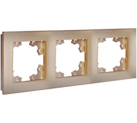 Изображение товара Рамка трехместная универсальная UNIVersal серия Афина стеклянная, шампань, еврослот 2280
