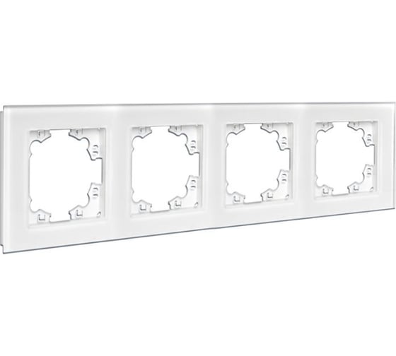 Изображение товара Рамка четырехместная универсальная UNIVersal серия Афина стеклянная, белая, еврослот 2245