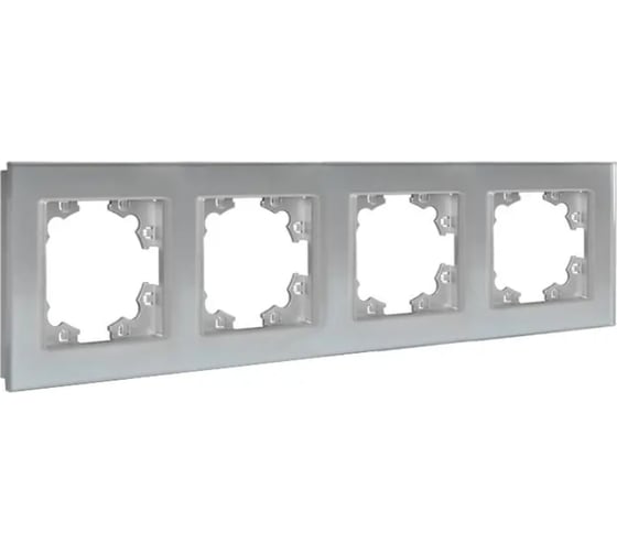 Изображение товара Рамка четырехместная универсальная UNIVersal серия Афина стеклянная, серебро, еврослот 2269