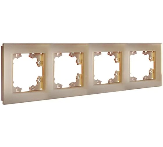Изображение товара Рамка четырехместная универсальная UNIVersal серия Афина стеклянная, шампань, еврослот 2281