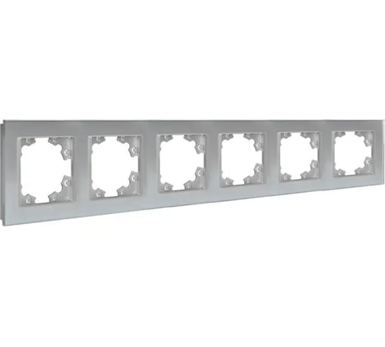 Изображение товара Рамка шестиместная универсальная UNIVersal серия Афина стеклянная, серебро, еврослот 2271