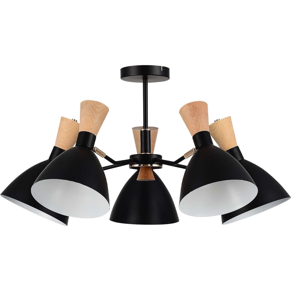 Изображение товара Потолочный светильник EVOLUCE черный с деревом и золотом 72 см