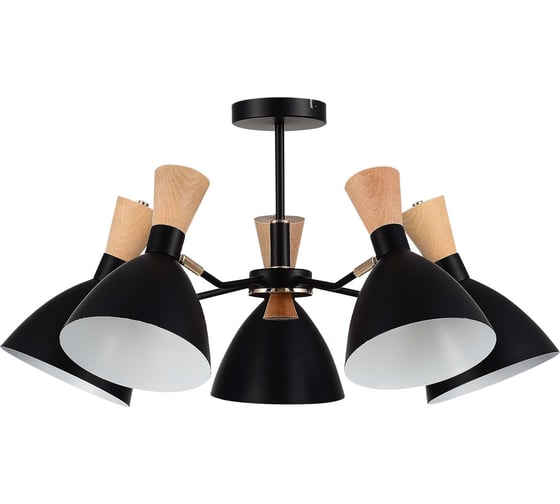 Изображение товара Светильник потолочный EVOLUCE Черный/Черный, Светлое дерево, Золотистый E14 5*40W SLE1256-402-05