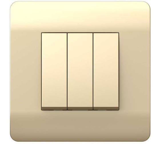 Изображение товара Переключатель 3-клавишный CHINT (NEW3-E) 10А, шампань 431508