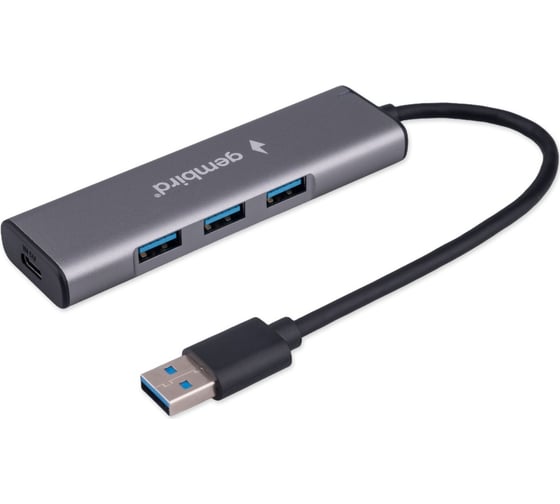 Изображение товара Разветвитель Gembird USB3.1, 7хUSB, с доп.питанием (порт Type-C), кабель USB 19см, алюминий, коробка UHB-U3P7-01