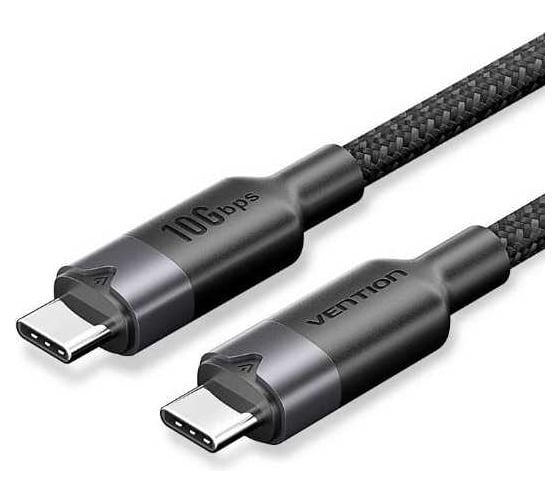 Изображение товара Кабель VENTION USB 3.2 Gen2 CM/CM - 1м, черный, 5А PD100W TRGBF