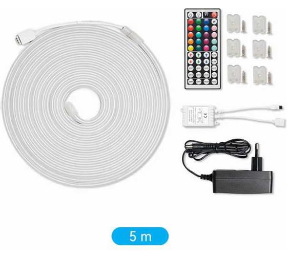 Изображение товара Силиконовая неоновая светодиодная лента VENTION с ИК-пультом и DC-блоком питания 12V - 5м PAEWJ