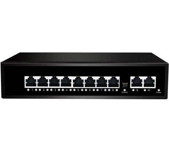 Изображение товара Коммутатор неуправляемый NETLAN 8_10/100Мбит/с PoE (af/at), 2_100Мбит/с RJ45 NLS-1110P