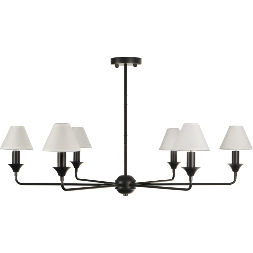 Изображение товара Потолочная люстра на штанге MyFar Leon MR2400-6C стиль модерн 6 ламп черный белый