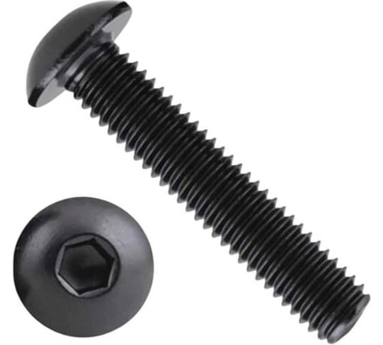 Изображение товара Винт черный 23 Болта, 3x20, ISO 7380, под шестигранник, к.п.10.9, 500 шт. в3201097380ф500