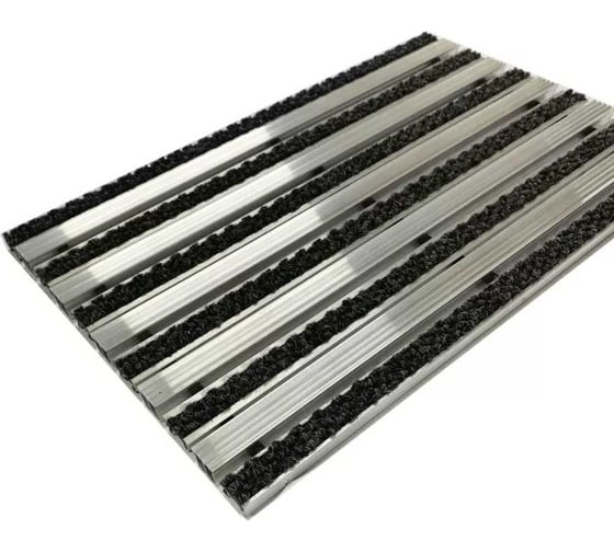 Изображение товара Грязезащитная придверная решетка ООО ПК ЦентрВход Эксперт ворс-широкий скребок, серый, размером 1200x600 мм 731EX078