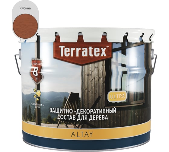 Изображение товара Деревозащитный декоративный состав ТЕРРАТЕКС ALTAY ULTRA Рябина 7.5кг ЭК000145677
