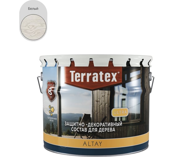 Изображение товара Деревозащитный декоративный состав ТЕРРАТЕКС ALTAY ULTRA белый, 2.25кг / 3л /4 ЭК000145662