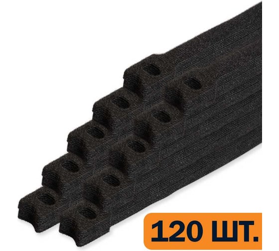 Изображение товара Стяжка-липучка Filum 150x11 мм, мягкая пряжка, 10 уп по 12 шт черного цвета, кабельный организатор FL-CMT-150-BK-10